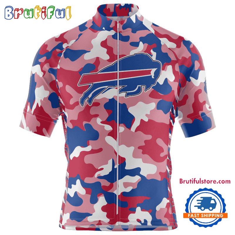 NFL Buffalo Bills Football Team Colorful Camo Cycling Jersey, Custom Football Jersey Shirt