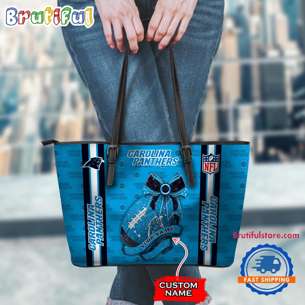NFL Carolina Panthers Football Team Women's Leather Tote Bag