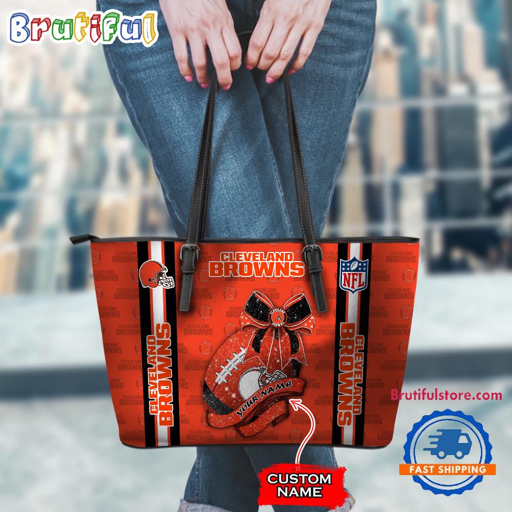 NFL Cleveland Browns Football Team Women's Leather Tote Bag