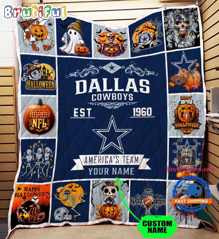 NFL Dallas Cowboys Football Team Special Skeleton Pumpkin Halloween Blanket