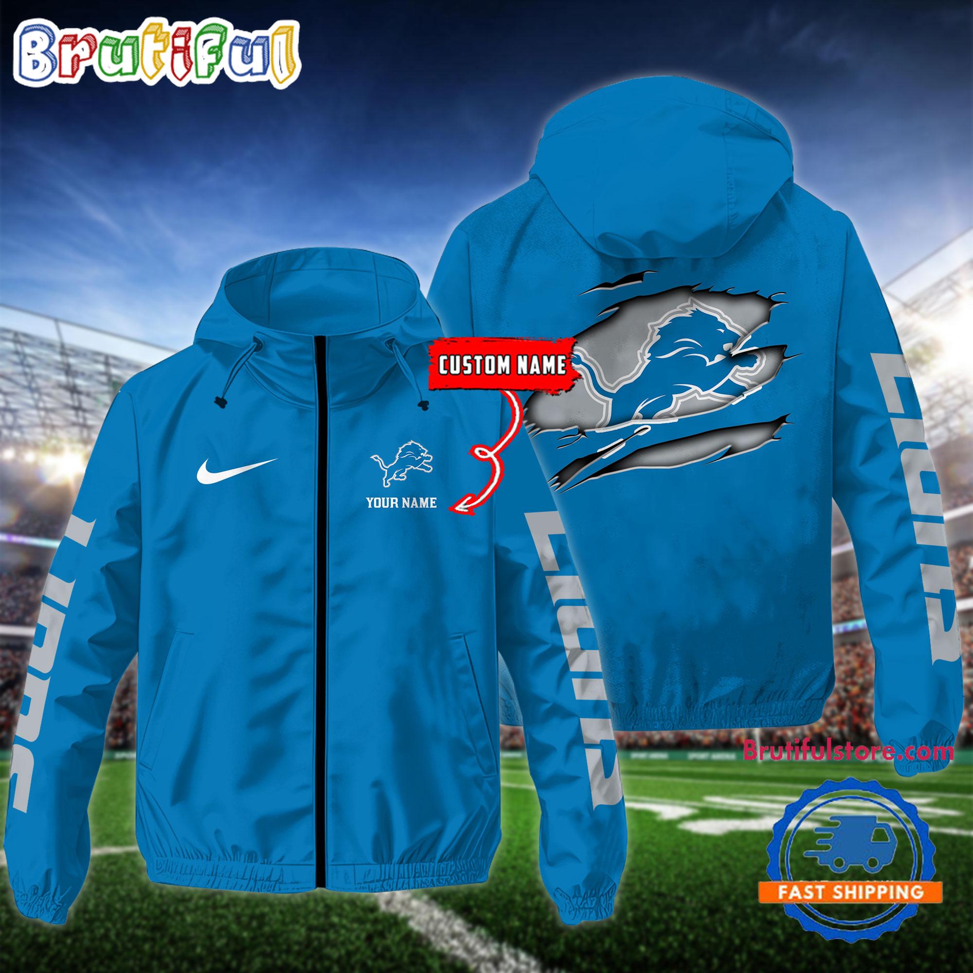 NFL Detroit Lions Special Football Logo Team Design Windbreaker Outdoor Jacket