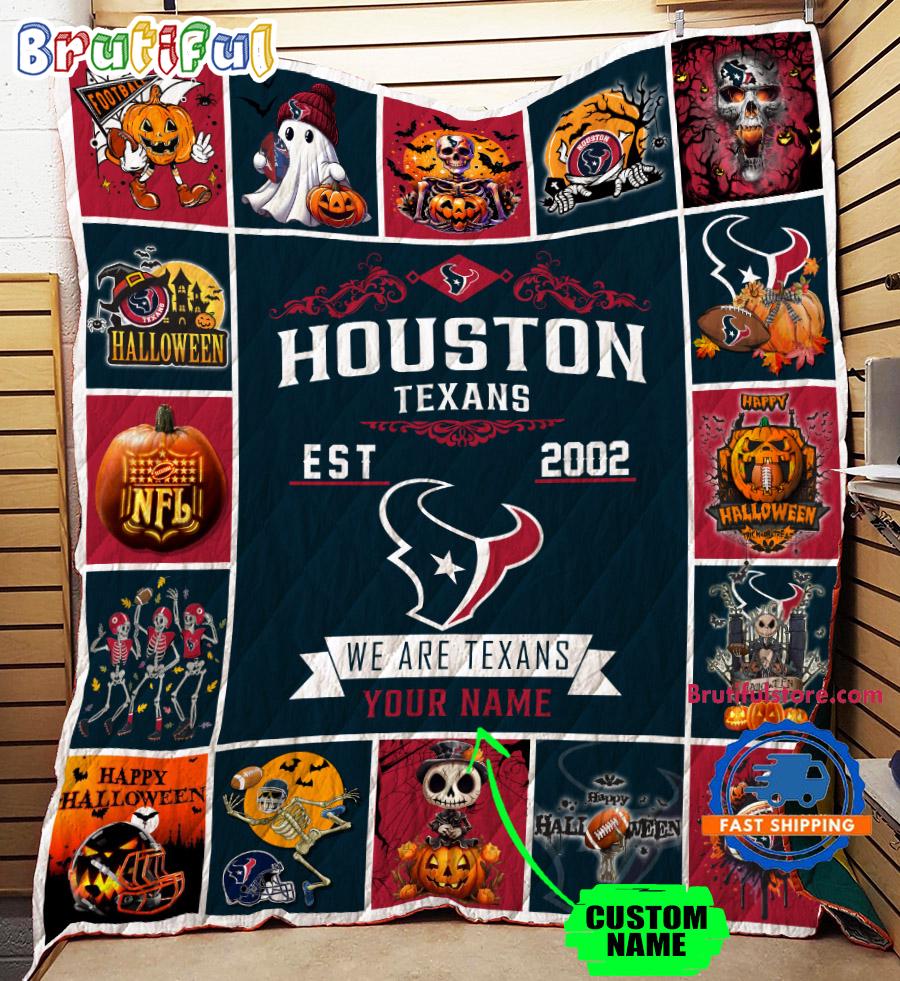 NFL Houston Texans Football Team Special Skeleton Pumpkin Halloween Blanket