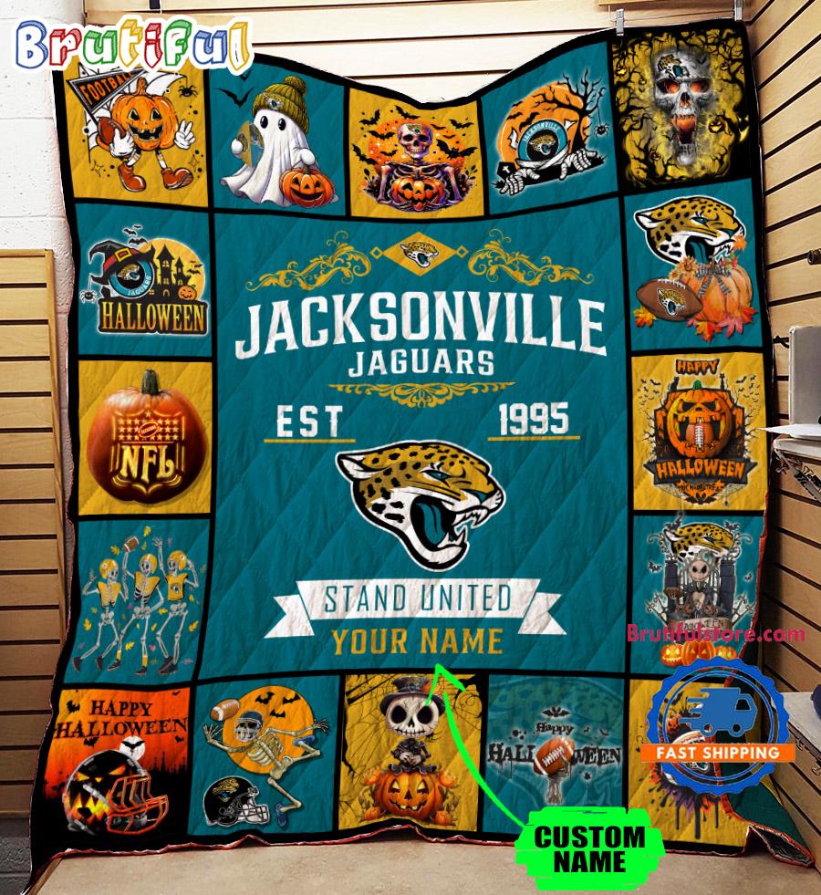 NFL Jacksonville Jaguars Football Team Special Skeleton Pumpkin Halloween Blanket