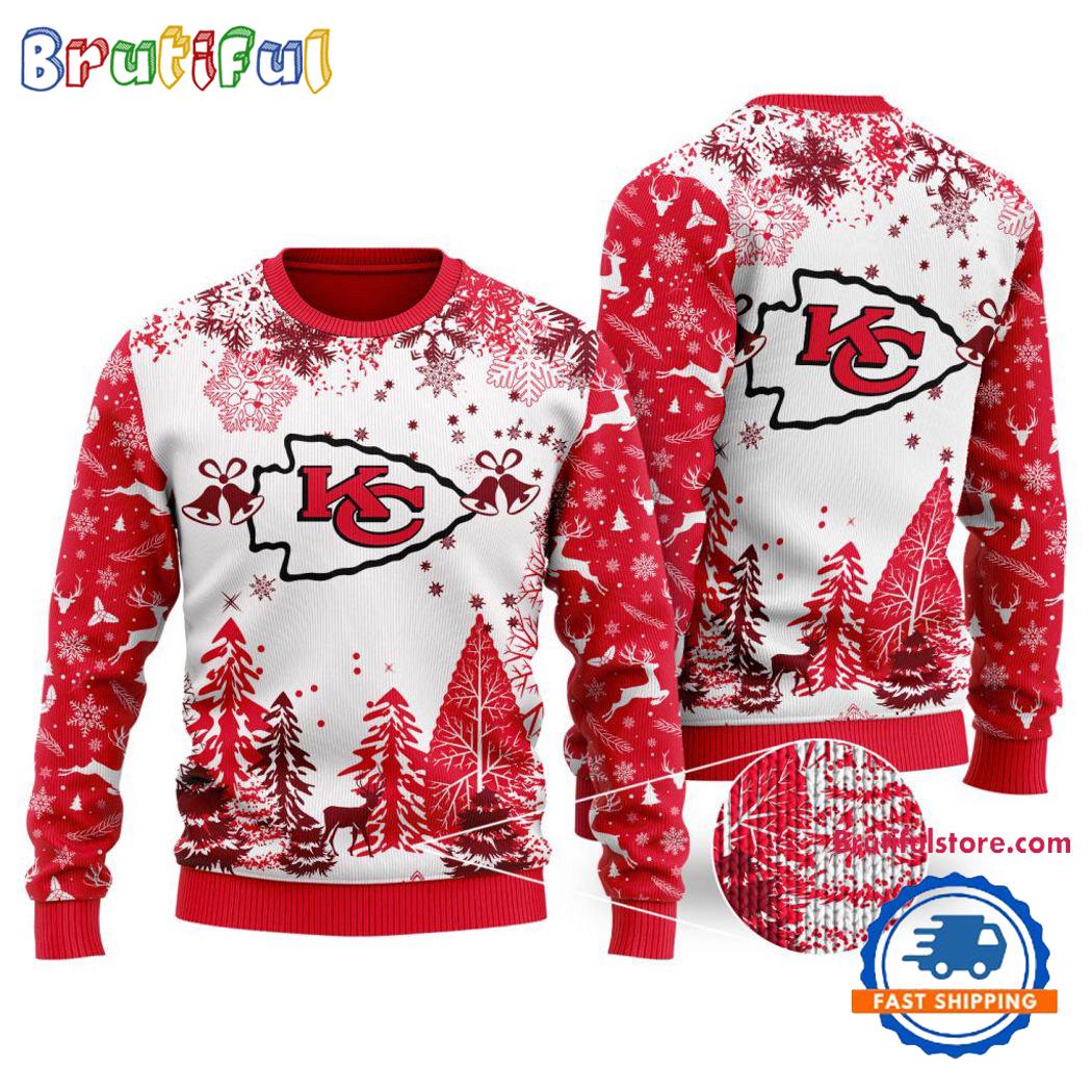 NFL Kansas City Chiefs Logo Football Team Special Xmas Tree Christmas Ugly Sweater