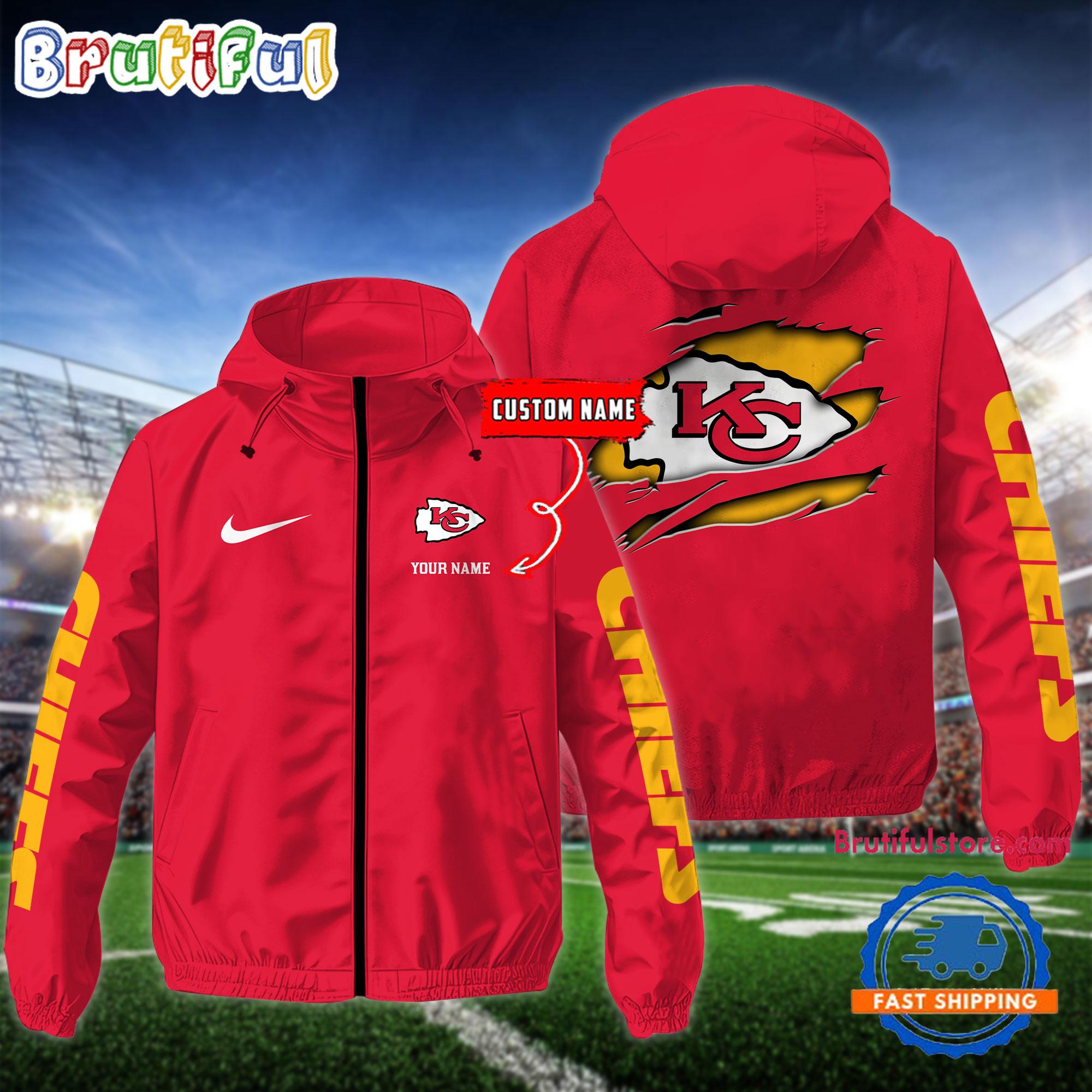 NFL Kansas City Chiefs Special Football Logo Team Design Windbreaker Outdoor Jacket