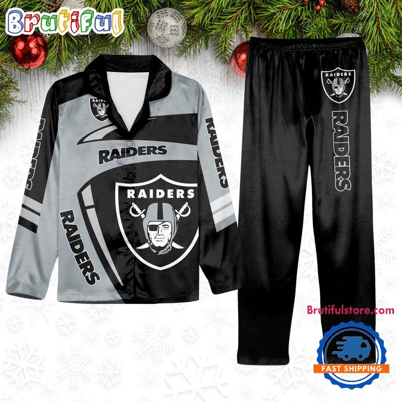 NFL Las Vegas Raiders Special Football Team Winter Season Satin Pajamas Set