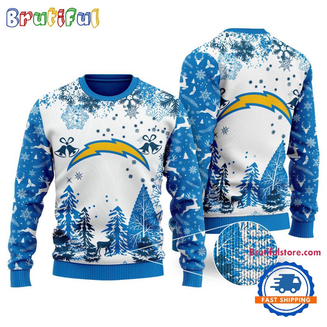 NFL Los Angeles Chargers Logo Football Team Special Xmas Tree Christmas Ugly Sweater
