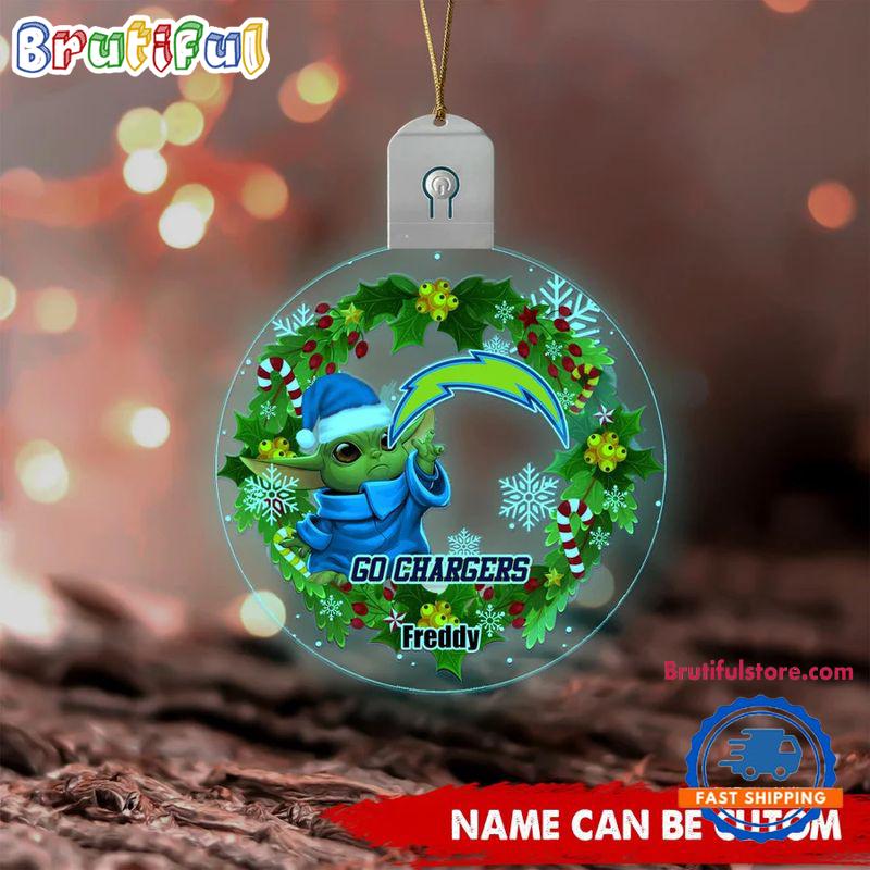 NFL Los Angeles Chargers Special Baby Yoda SW Movies Christmas Circle Led Acrylic Ornament