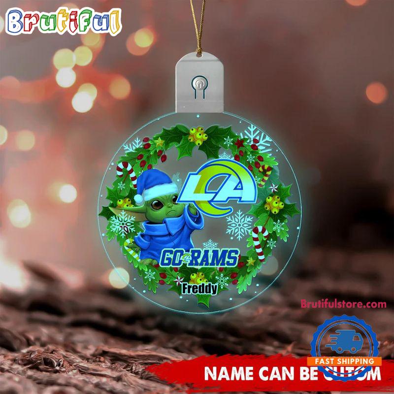 NFL Los Angeles Rams Special Baby Yoda SW Movies Christmas Circle Led Acrylic Ornament