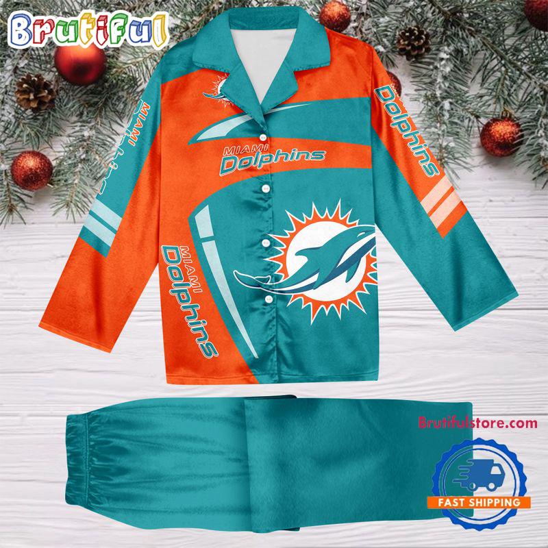NFL Miami Dolphins Special Football Team Winter Season Satin Pajamas Set