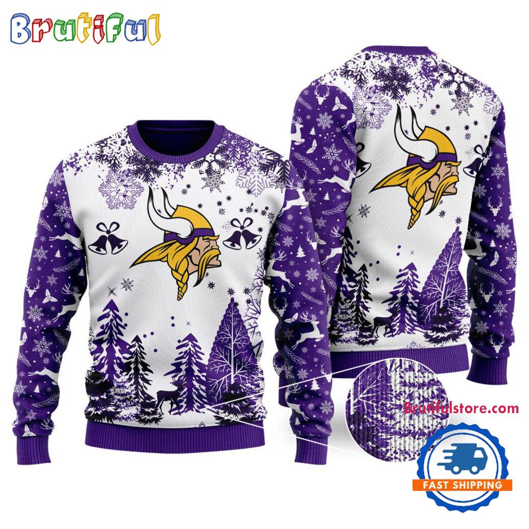 NFL Minnesota Vikings Logo Football Team Special Xmas Tree Christmas Ugly Sweater
