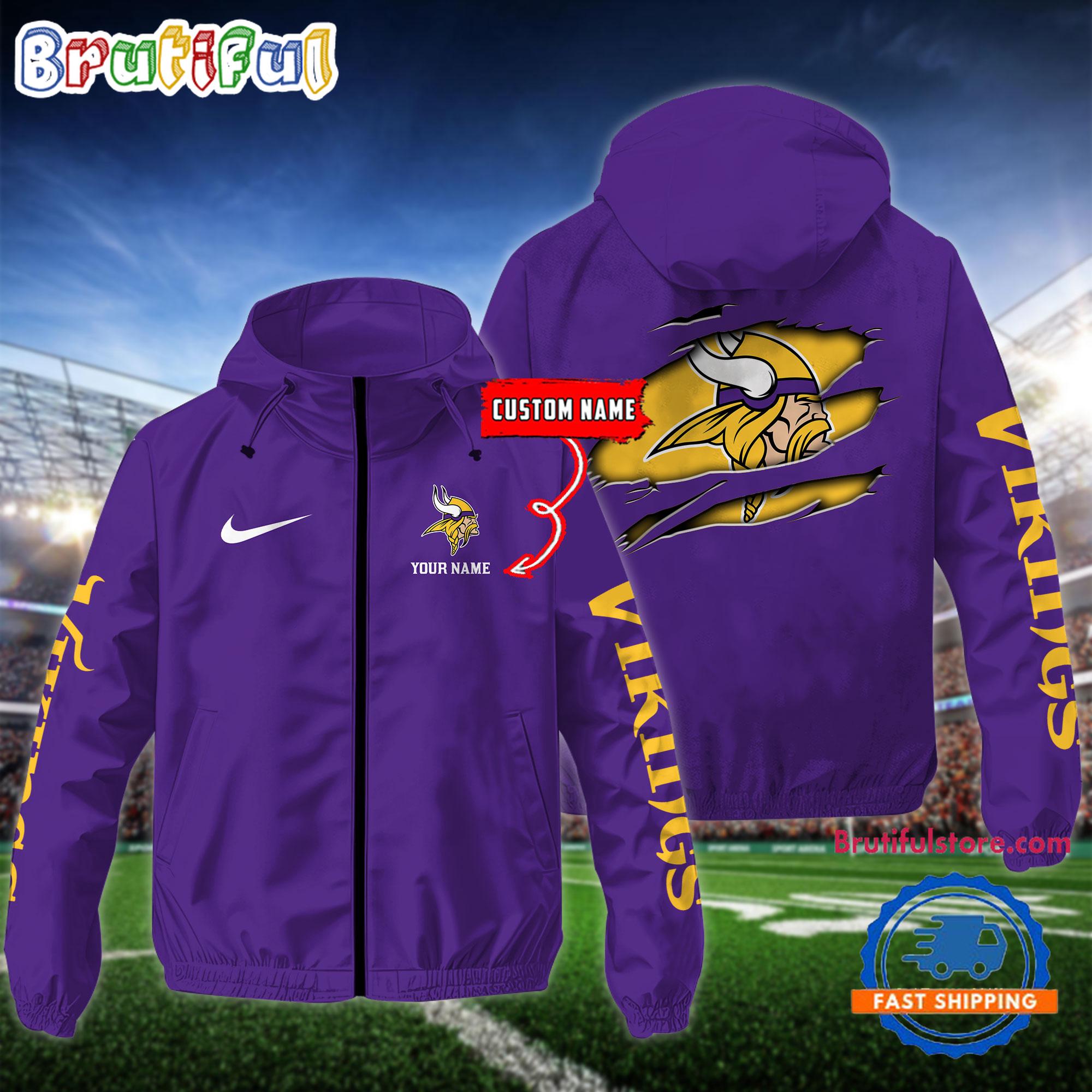 NFL Minnesota Vikings Special Football Logo Team Design Windbreaker Outdoor Jacket