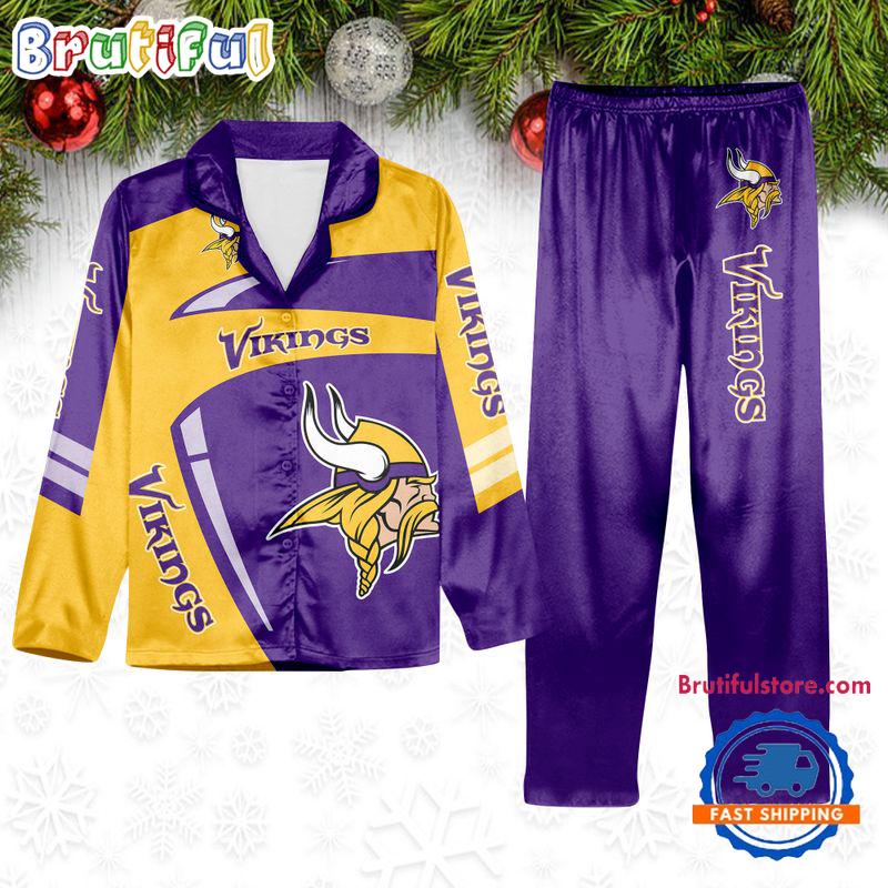 NFL Minnesota Vikings Special Football Team Winter Season Satin Pajamas Set