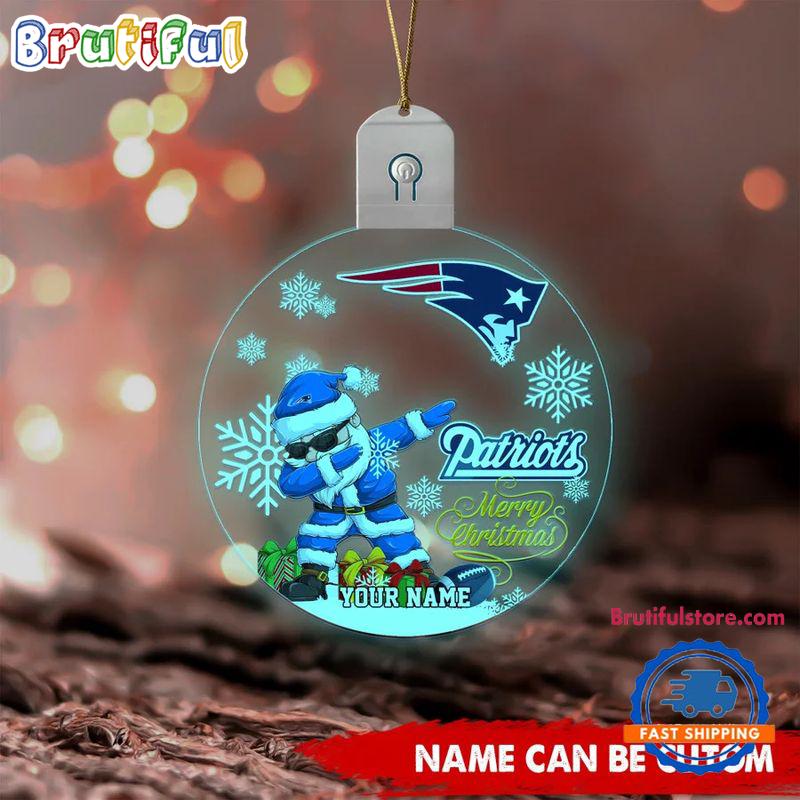 NFL New England Patriots Football Team Christmas Santa Claus Circle Led Acrylic Ornament