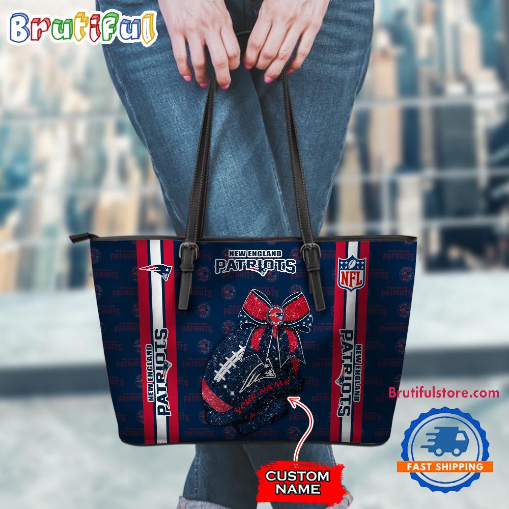 NFL New England Patriots Football Team Women's Leather Tote Bag
