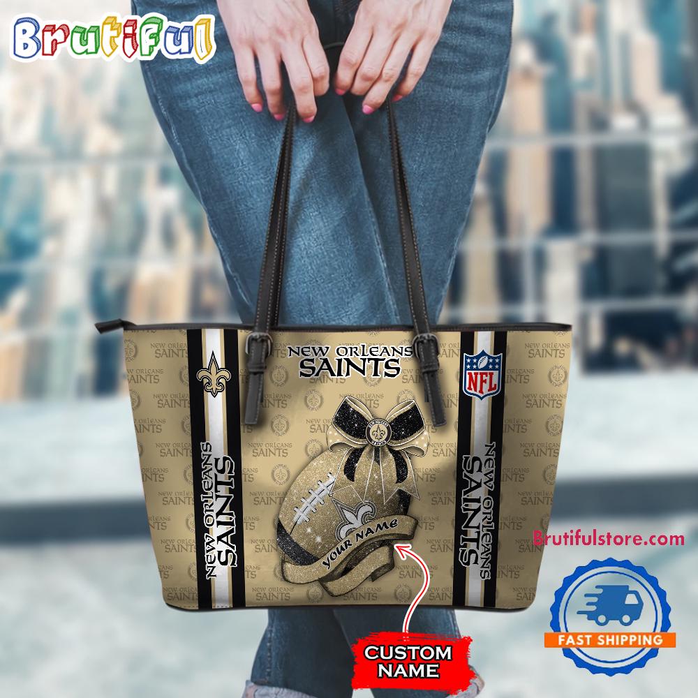 NFL New Orleans Saints Football Team Women's Leather Tote Bag