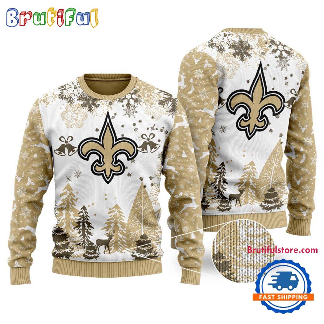 NFL New Orleans Saints Logo Football Team Special Xmas Tree Christmas Ugly Sweater