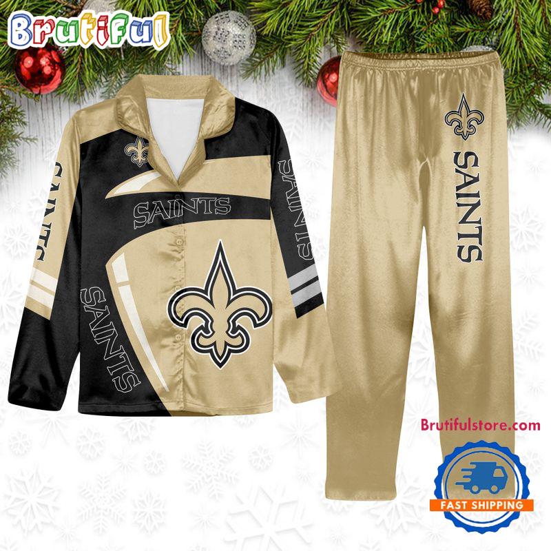 NFL New Orleans Saints Special Football Team Winter Season Satin Pajamas Set