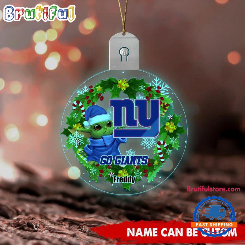 NFL New York Giants Special Baby Yoda SW Movies Christmas Circle Led Acrylic Ornament