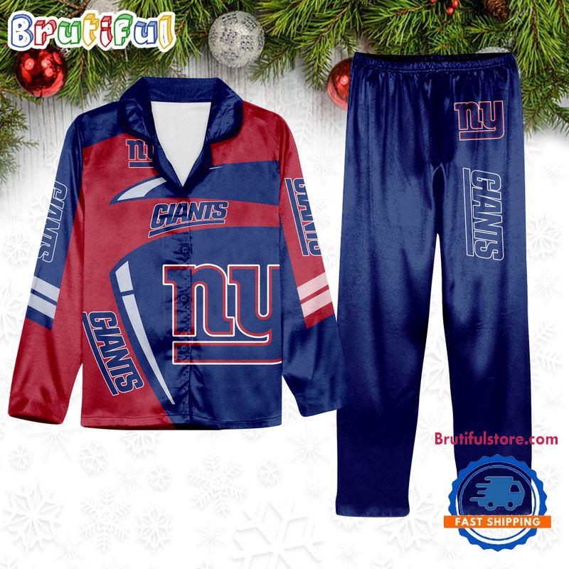 NFL New York Giants Special Football Team Winter Season Satin Pajamas Set