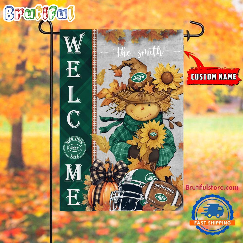 NFL New York Jets Football Special Scarecrow Halloween Garden Flag