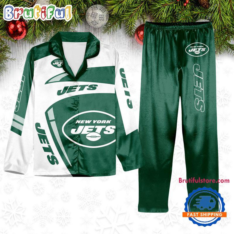 NFL New York Jets Special Football Team Winter Season Satin Pajamas Set