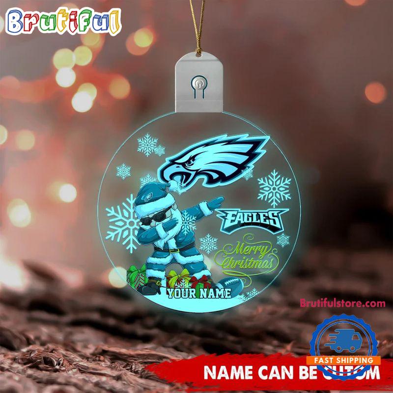 NFL Philadelphia Eagles Football Team Christmas Santa Claus Circle Led Acrylic Ornament