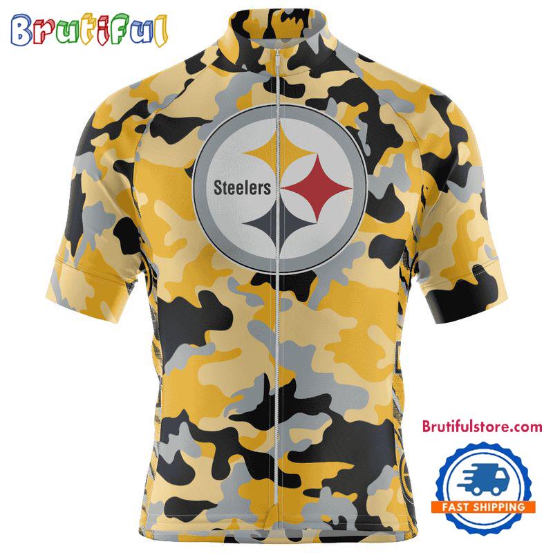 NFL Pittsburgh Steelers Football Team Colorful Camo Cycling Jersey