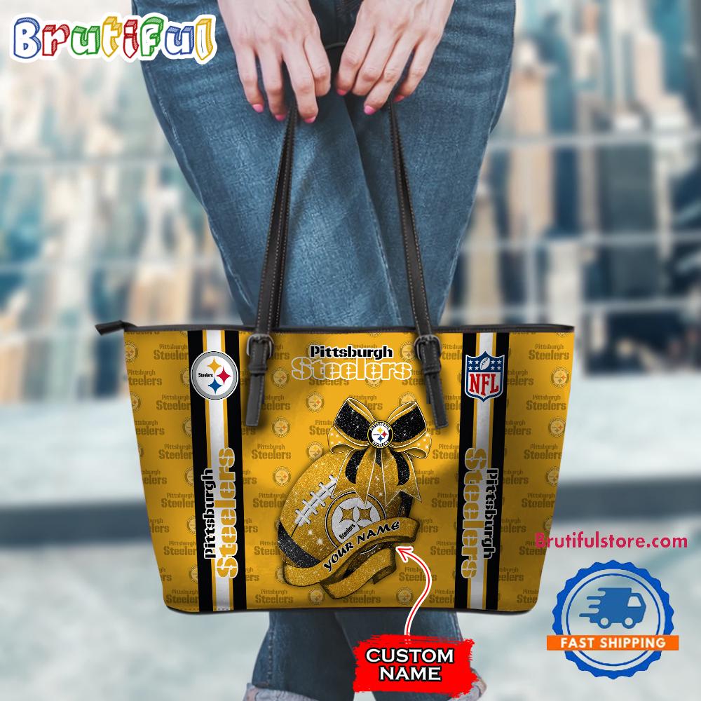 NFL Pittsburgh Steelers Football Team Women's Leather Tote Bag