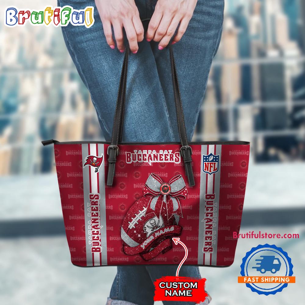 NFL Tampa Bay Buccaneers Football Team Women's Leather Tote Bag