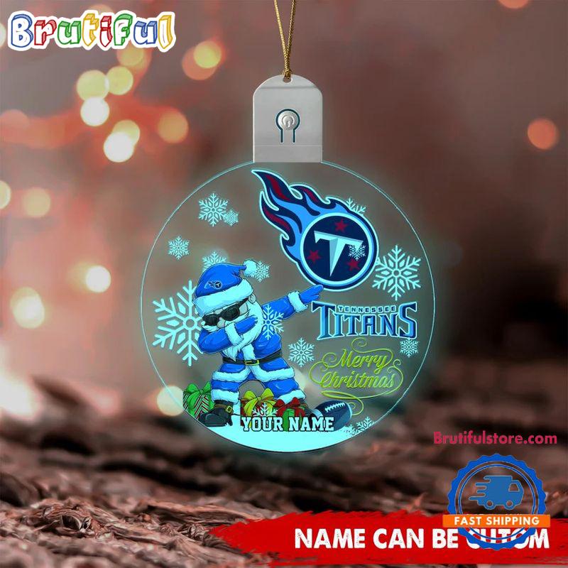 NFL Tennessee Titans Football Team Christmas Santa Claus Circle Led Acrylic Ornament