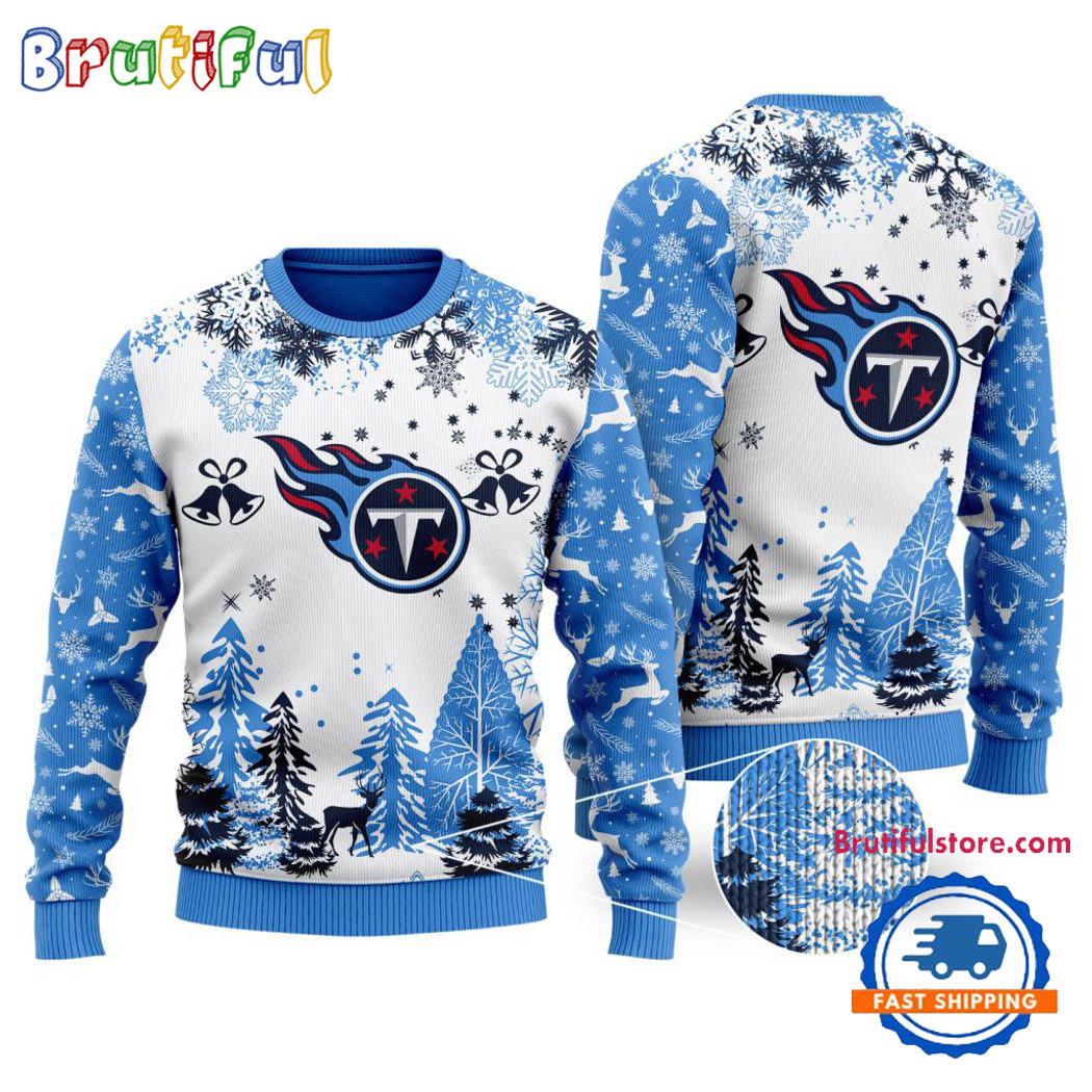 NFL Tennessee Titans Logo Football Team Special Xmas Tree Christmas Ugly Sweater