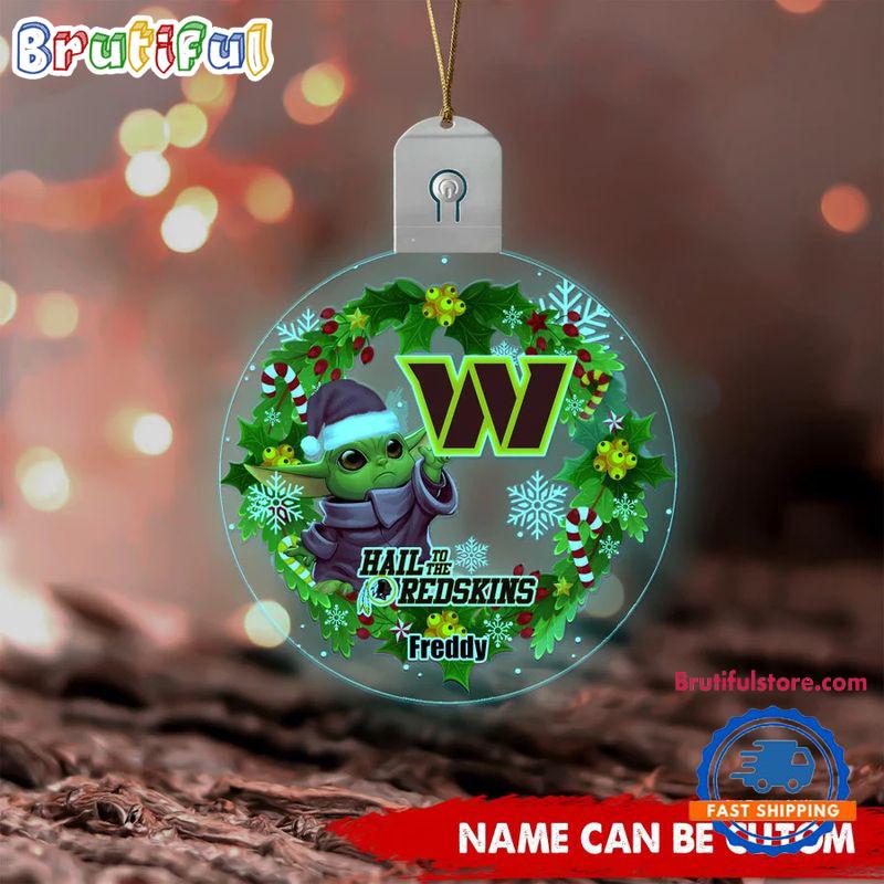 NFL Washington Commanders Special Baby Yoda SW Movies Christmas Circle Led Acrylic Ornament
