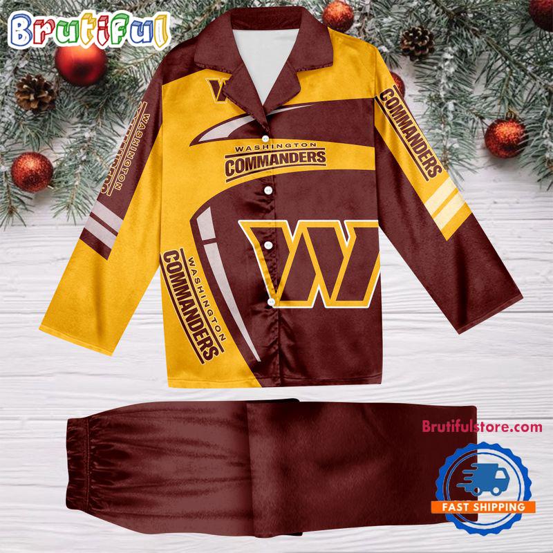 NFL Washington Commanders Special Football Team Winter Season Satin Pajamas Set