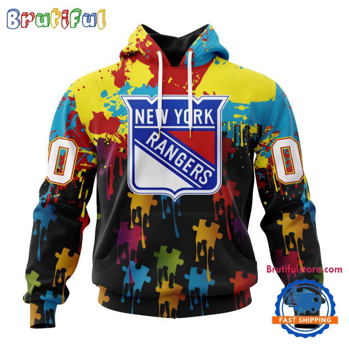 NHL New York Rangers Special Autism Awareness Custom Hoodie
