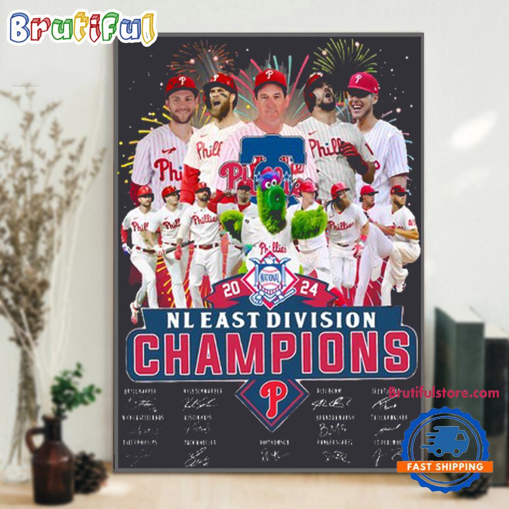 Philadelphia Phillies 2024 AL West Division Champions Team Graphics Design Wall Art Poster Canvas
