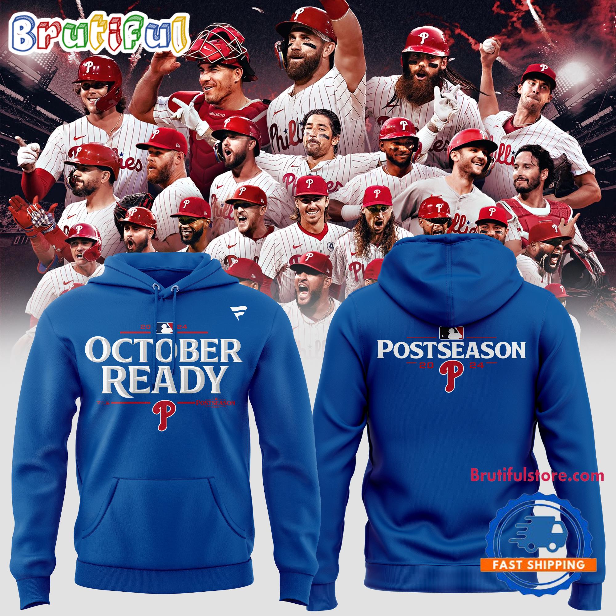 Philadelphia Phillies Special 2024 October Ready MLB Postseason Locker Room Blue Hoodie