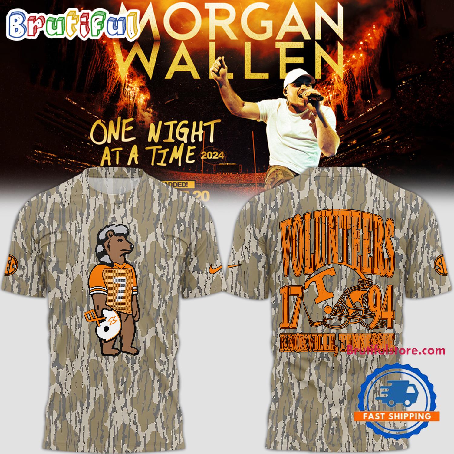 Tennessee Volunteers Football x Morgan Wallen Camo 3D Shirt