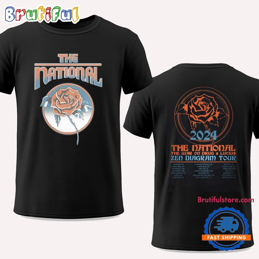 The National X The War On Drugs Rose Zen Diagram Tour 2024 Concert T Shirt