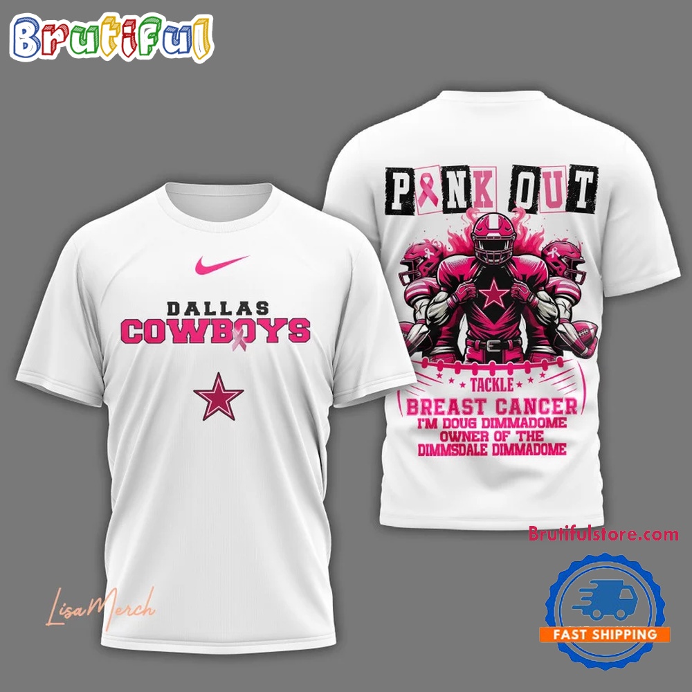 Dallas Cowboys Football Pink Out Tackle Breast Cancer New Design T Shirt