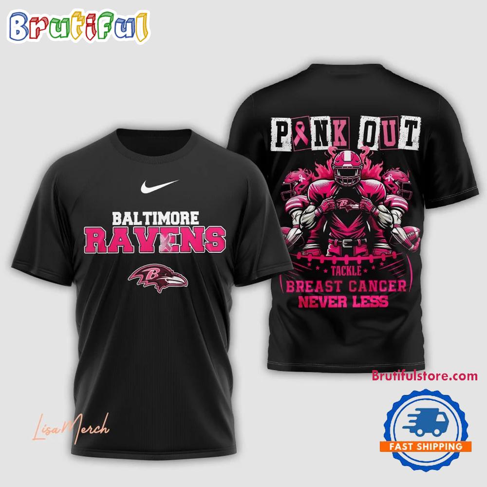 Baltimore Ravens Football Pink Out Tackle Breast Cancer New Design 3D Shirt