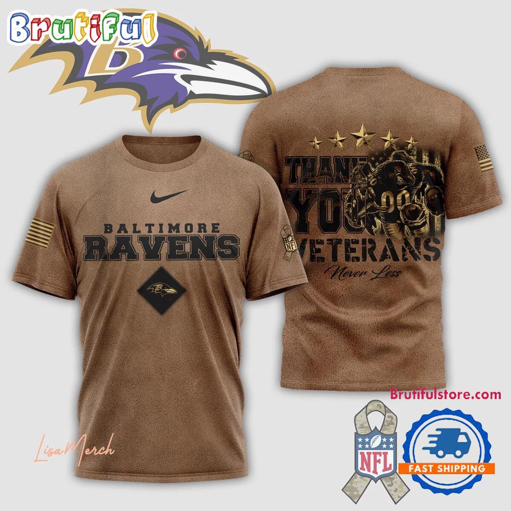 Baltimore Ravens Thank You Veterans Never Less T Shirt