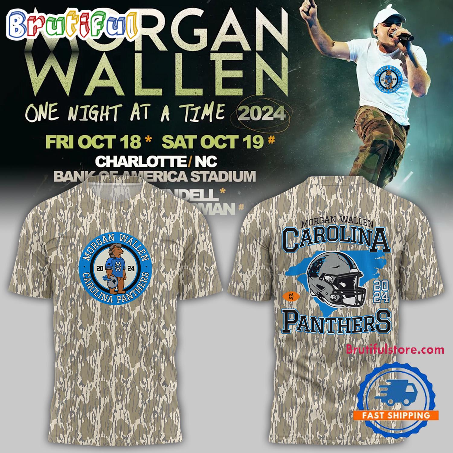 Carolina Panther NFL 2024 Morgan Wallen 18th October At Bank Of America Stadium Camo T Shirt