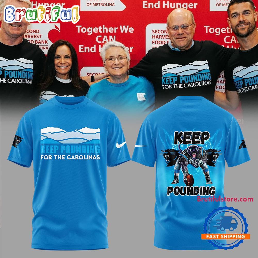 Carolina Panthers NFL 2024 Keep Pounding All Over Print T Shirt