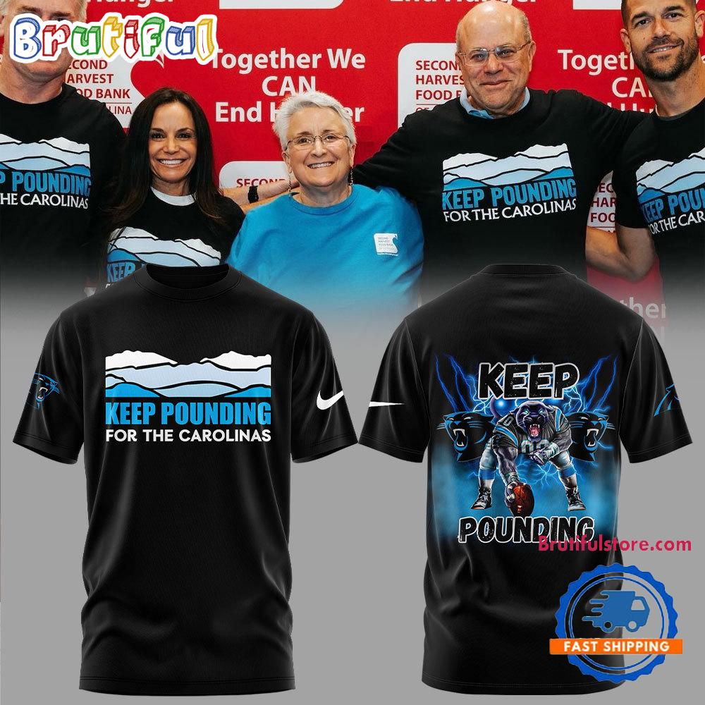 Carolina Panthers NFL 2024 Keep Pounding Black T Shirt