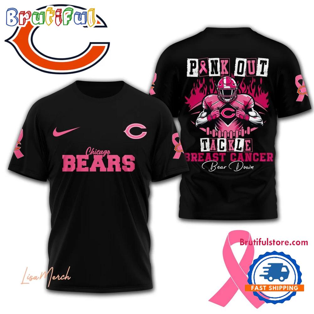 Chicago Bears Football Pink Out Tackle Breast Cancer New Design 3D Shirt