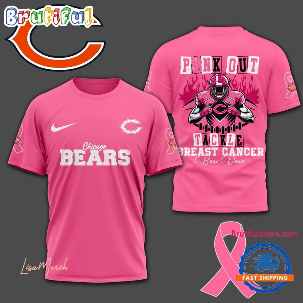 Chicago Bears Football Pink Out Tackle Breast Cancer New Design Pink T Shirt