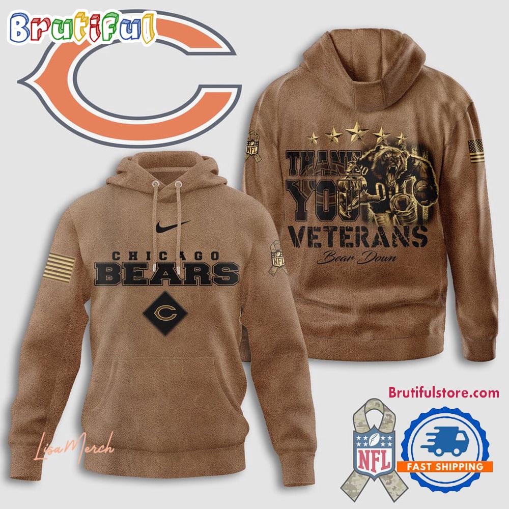 Chicago Bears Thank You Veterans Bear Down Hoodie