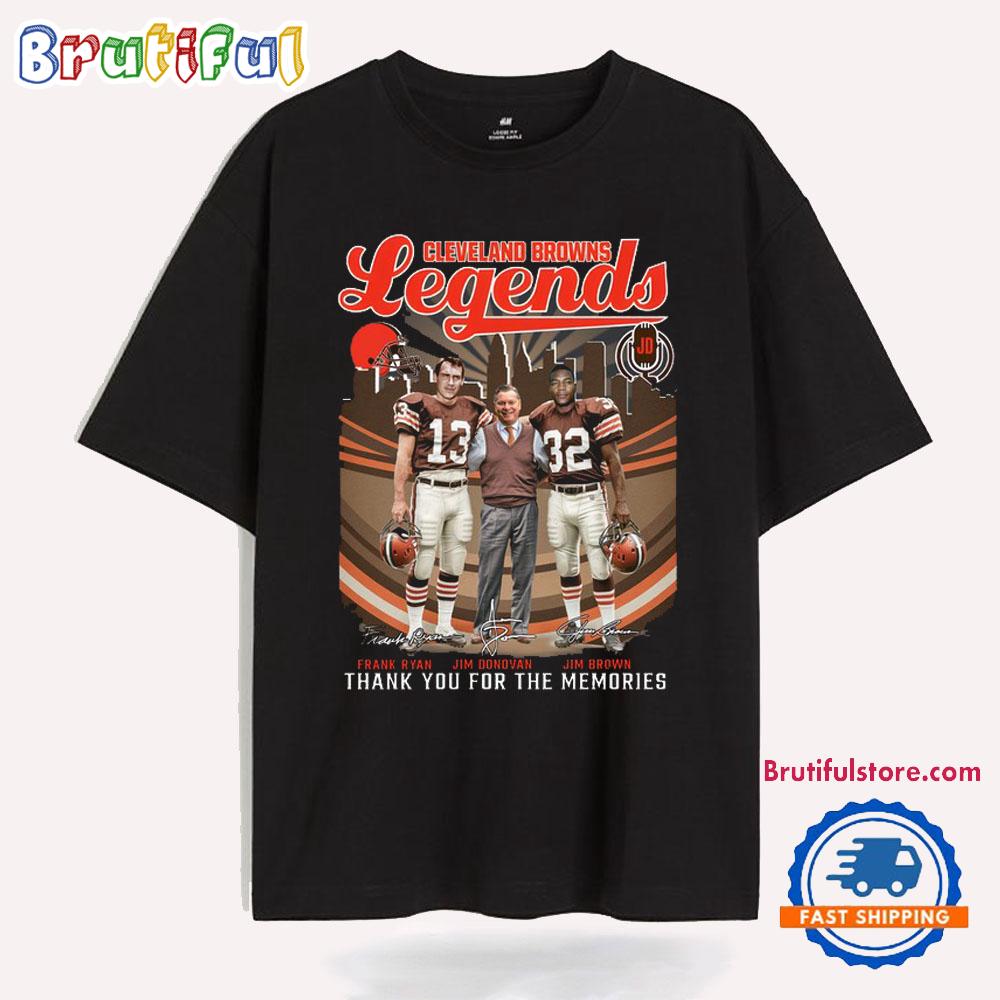 Cleveland Browns Legends Frank Ryan Jim Donovan And Jim Brown Thank You For The Memories T Shirt