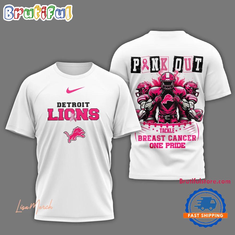 Detroit Lions Football Pink Out Tackle Breast Cancer New Design T Shirt